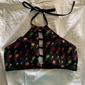 high collared pineapple bikini top